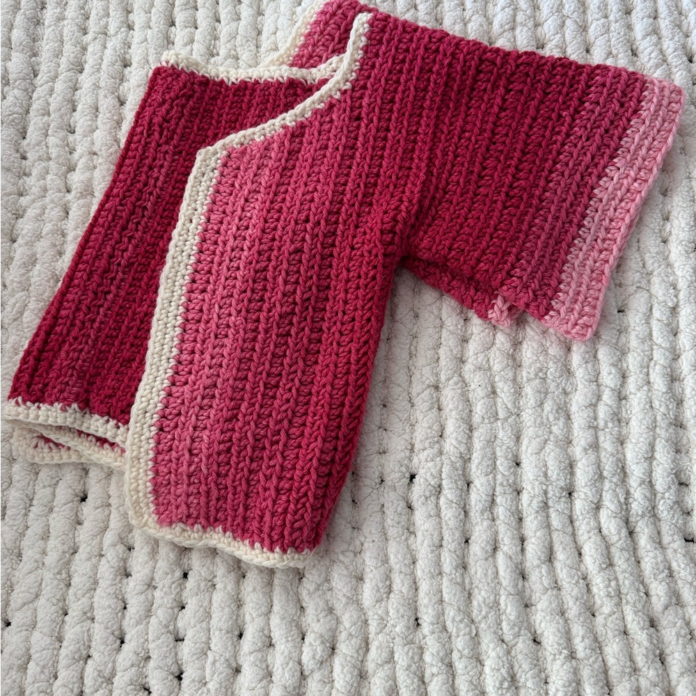 Pink and Cream Hand Crochet Cardigan - Picture 6 of 6